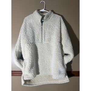 Emily B Sherpa Fleece Pullover Quarter Zip Cream Ivory Cozy XL
